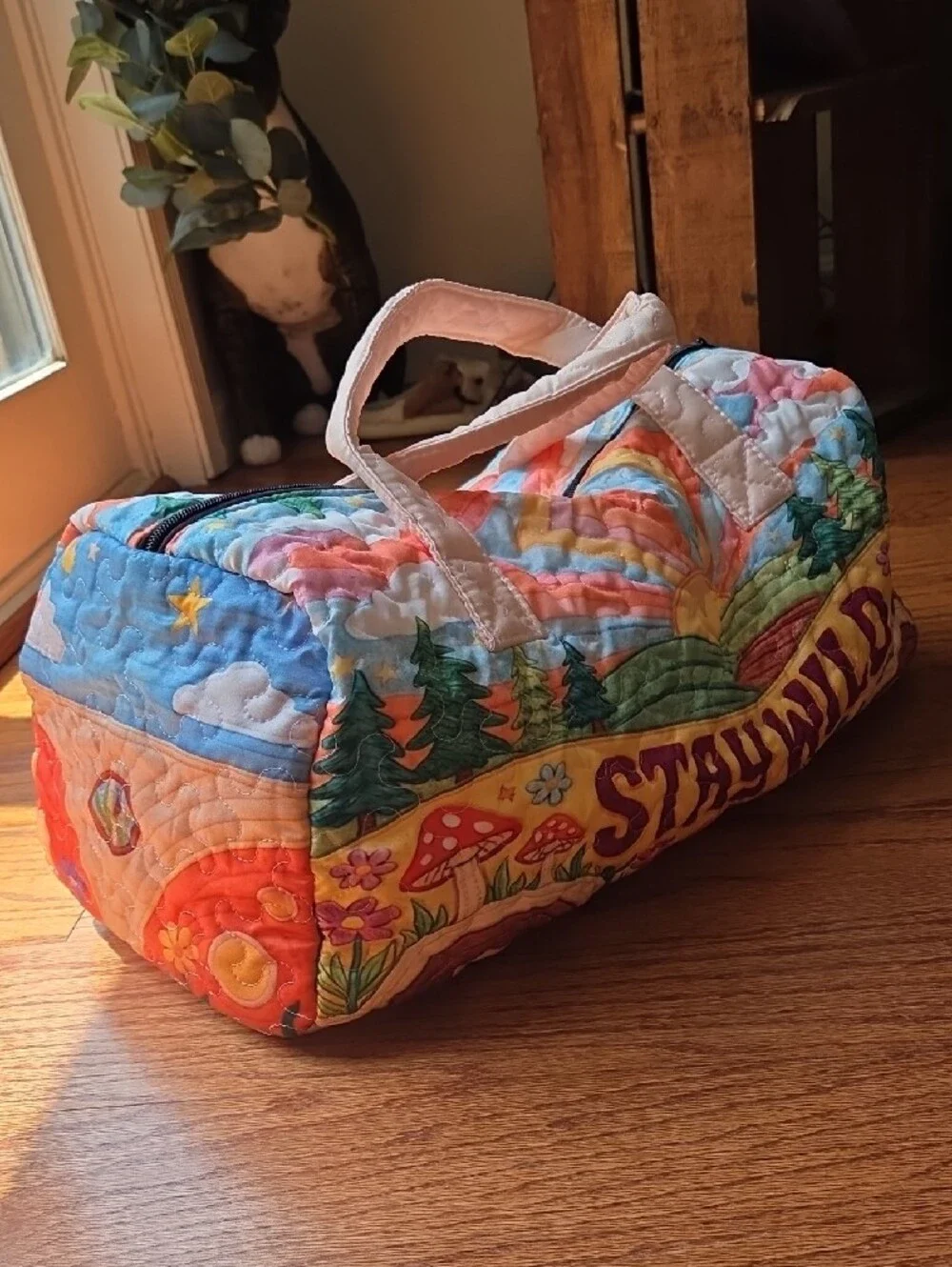 Stay Wild Quilted Multicolor Travel Duffel Bag - Picture 3 of 5